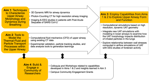 flowchart of the 4 project aims, showing the relationship between each