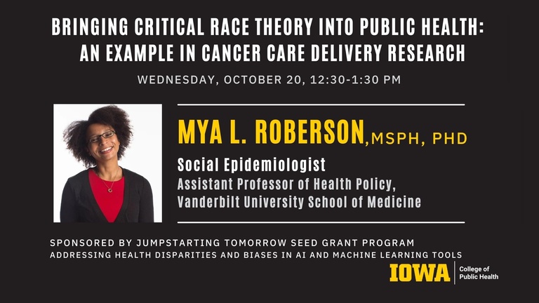 Bringing critical race theory poster with Dr. Maya L. Roberson