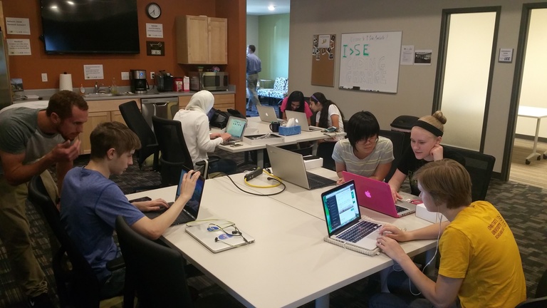 Students participate in ISE's Coding Garage at the Coralville CoLab Students participate in ISE's Coding Garage at the Coralville CoLab