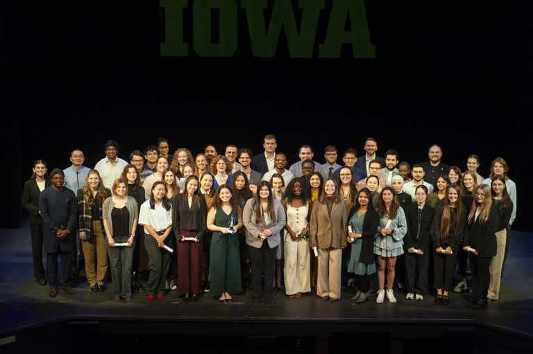 Banner researchers and award winners on stage