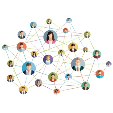 A cloud of connected people in a network